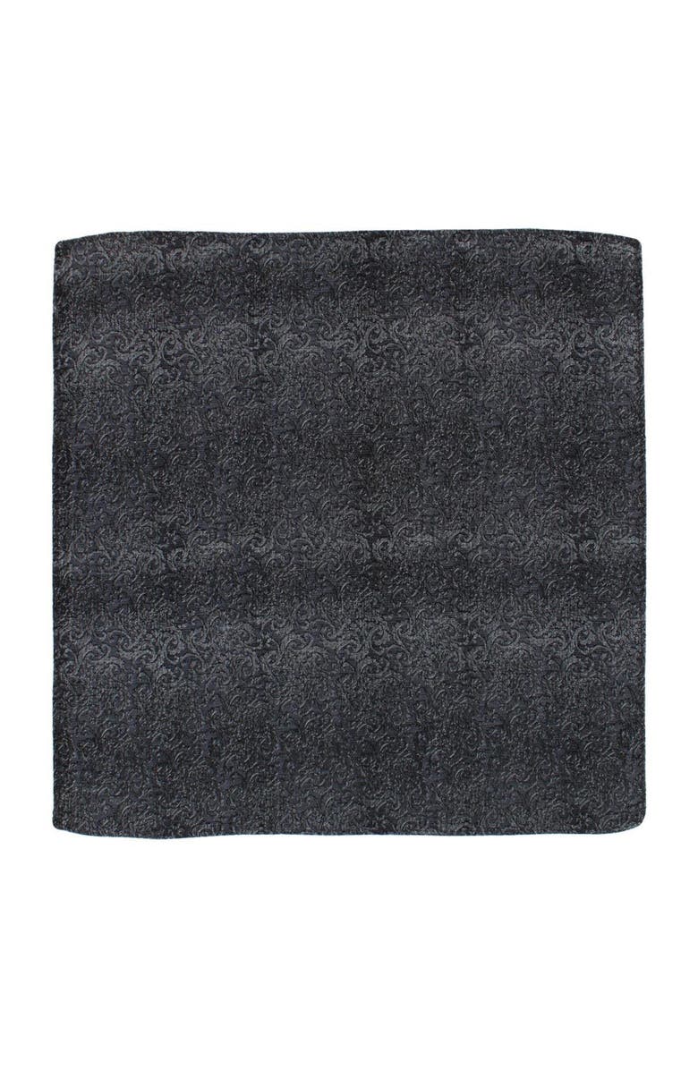 Trafalgar Esteban Scrolling Vines Silk Necktie and Pocket Square Bundle, Alternate, color, Silver And Black