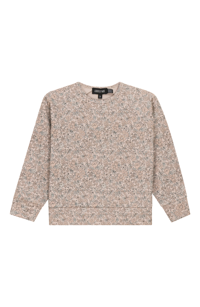 Space Grey Floral Printed Long Sleeve Sweatshirt, Main, color, Nude Pink