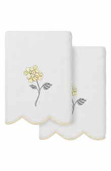 Hydea Embroidered Scallop 2-Piece Hand Towel Set