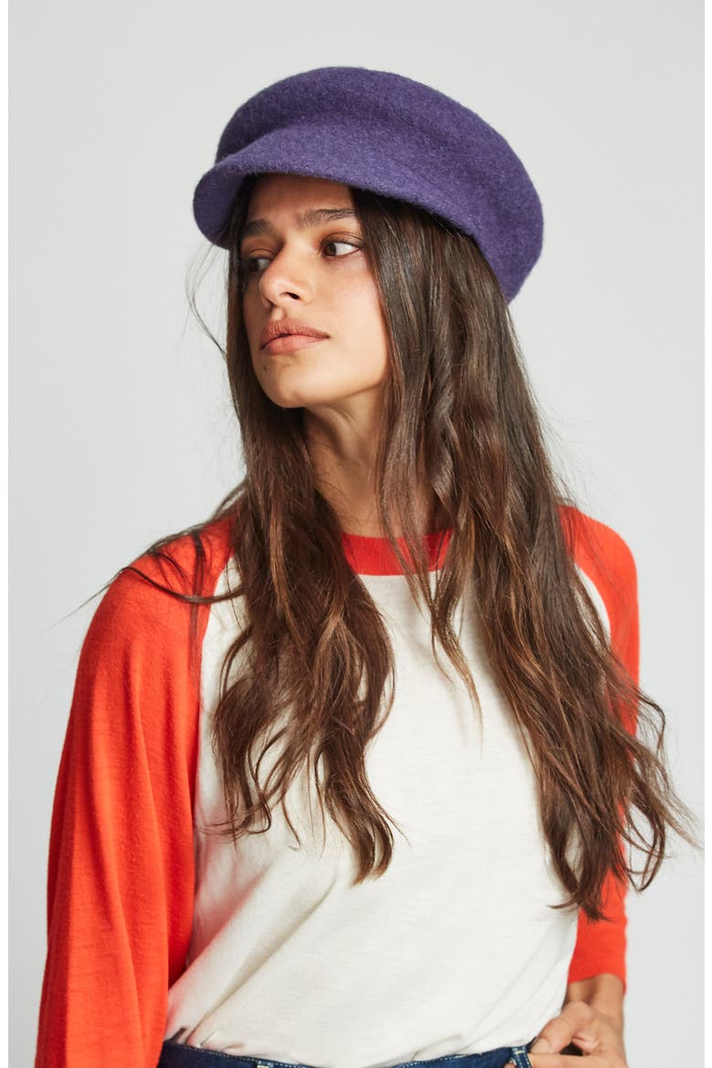 Audrey Brim Beret, Alternate, color, WASHED NAVY
