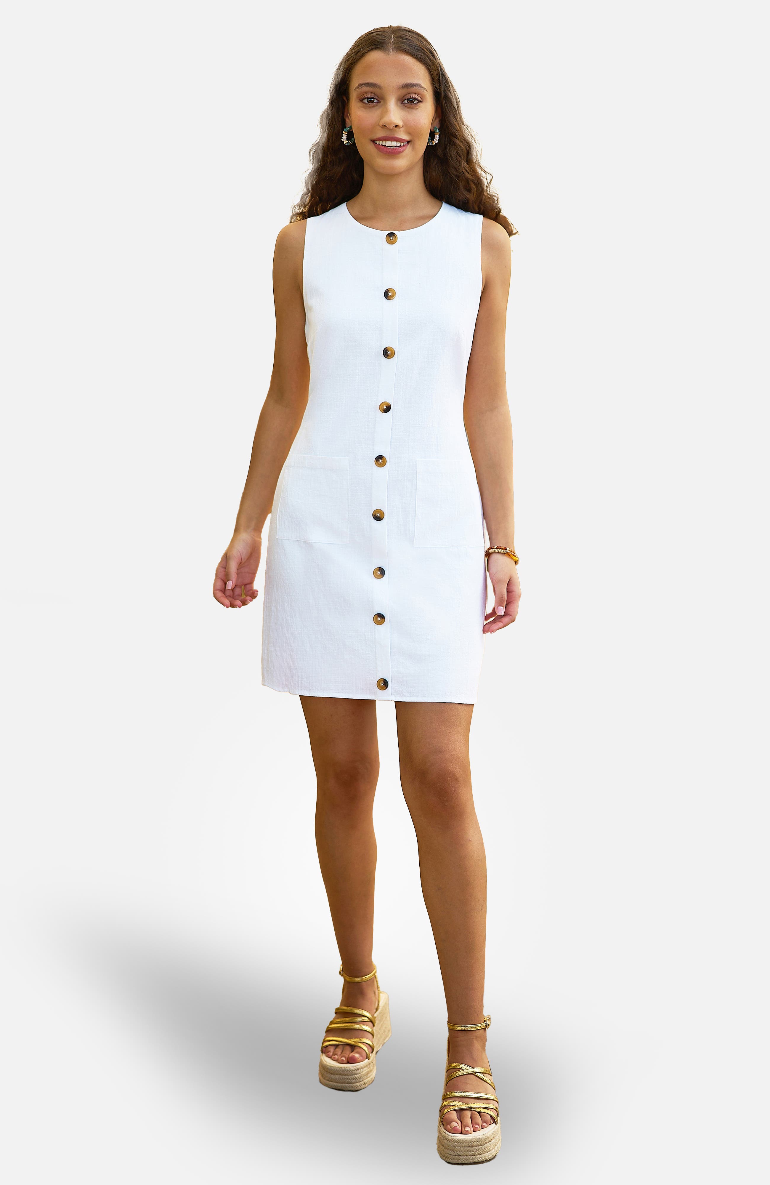 Button Detail Shift Dress