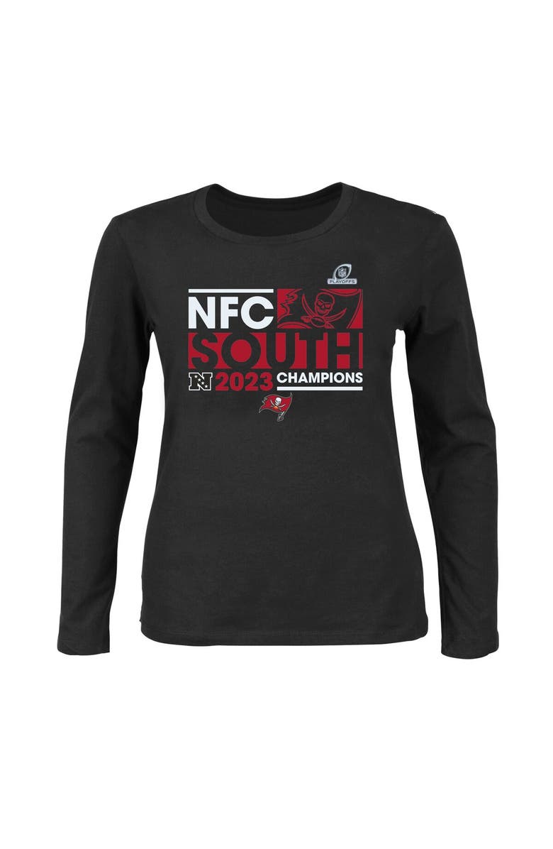 FANATICS Women's Fanatics Branded Black Tampa Bay Buccaneers 2023 NFC South Division Champions Plus Size Conquer Long Sleeve Scoop Neck T-Shirt, Alternate, color, 