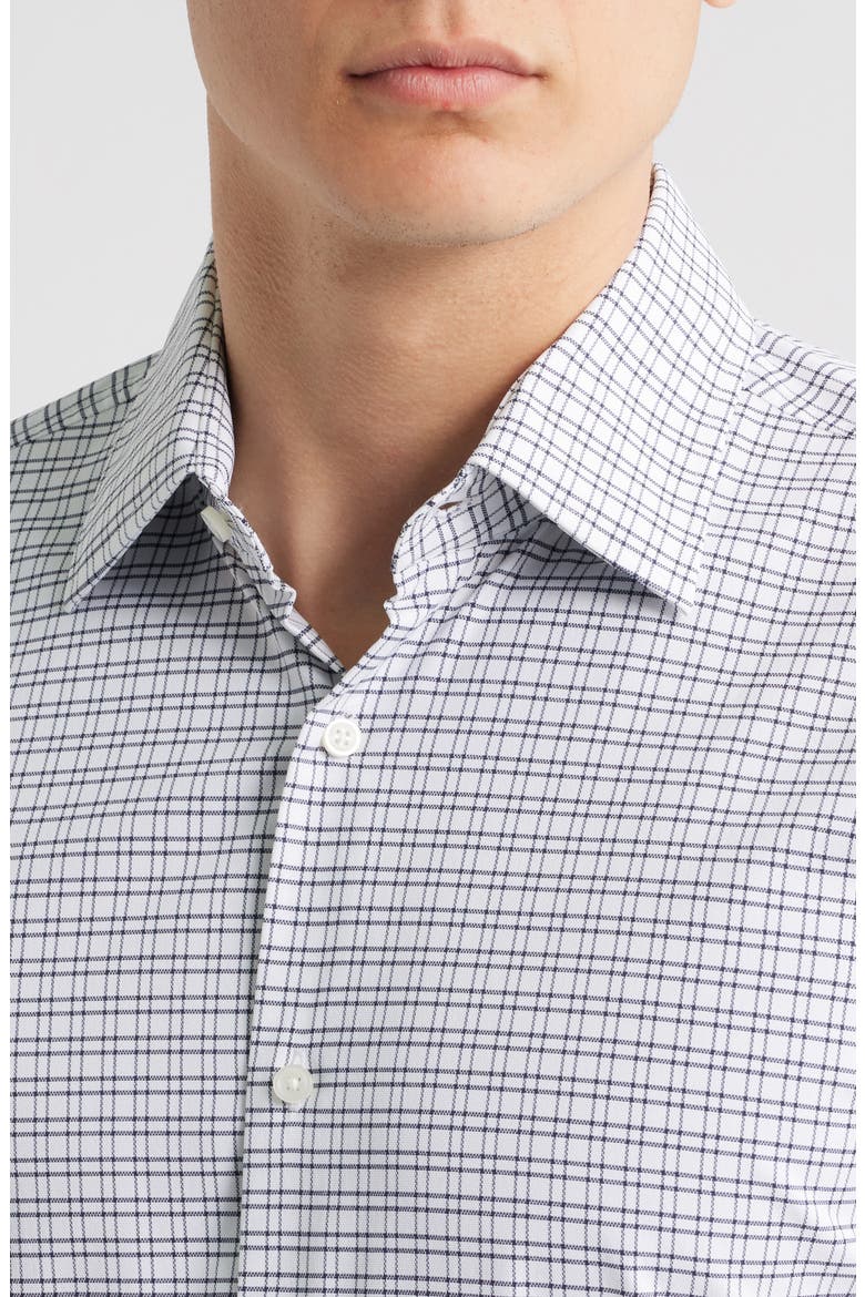 Hank Kent Slim Fit Plaid Performance Twill Dress Shirt, Alternate, color, DARK BLUE