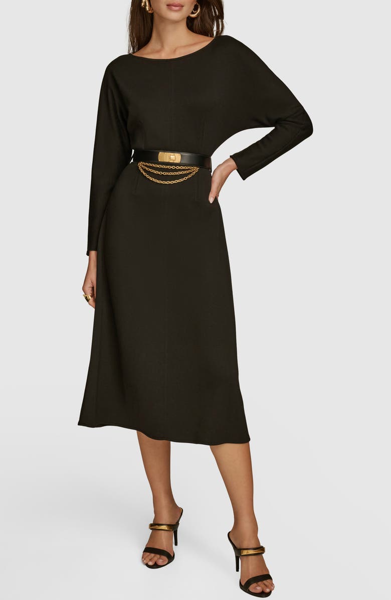 Donna Karan New York Belted Bracelet Sleeve Dress, Main, color, Black