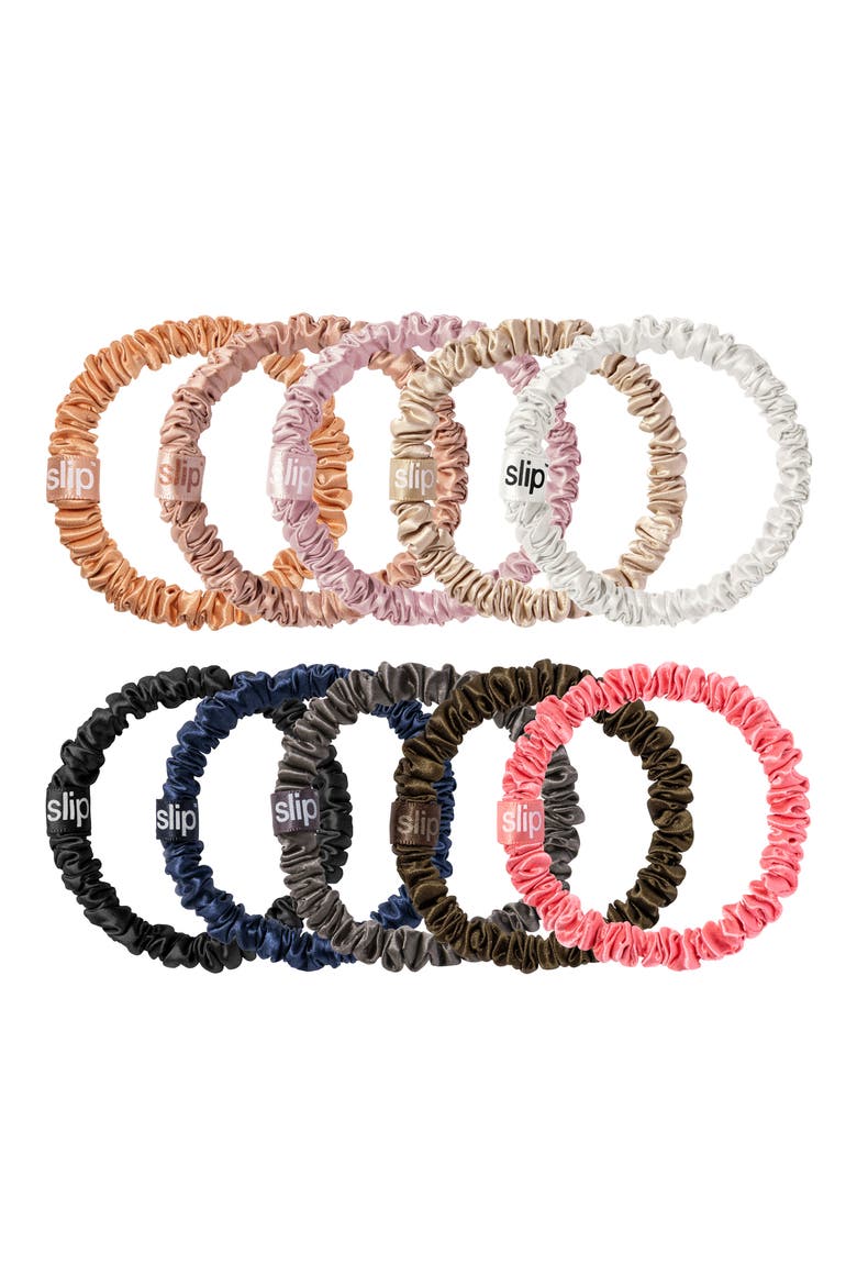 Pure Silk 10-Pack Skinny Scrunchies (Nordstrom Exclusive) $100 Value, Main, color, ASSORTED COLORS