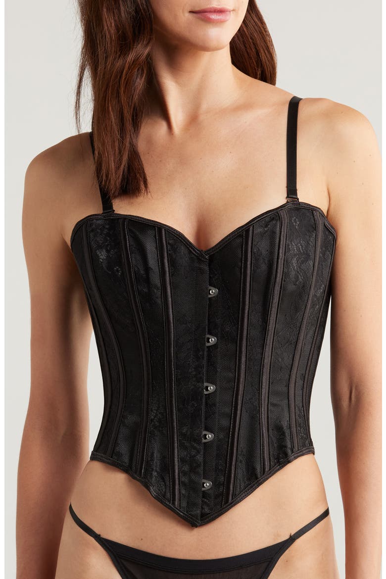 Strappy Lace Corset, Alternate, color, BLACK