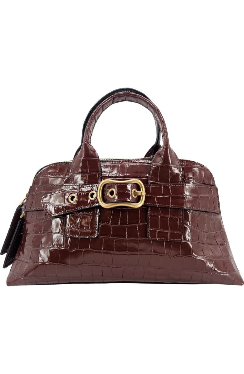 Madison Maison Moc Croc Leather Mini Tote Bag, Main, color, Mid Brown
