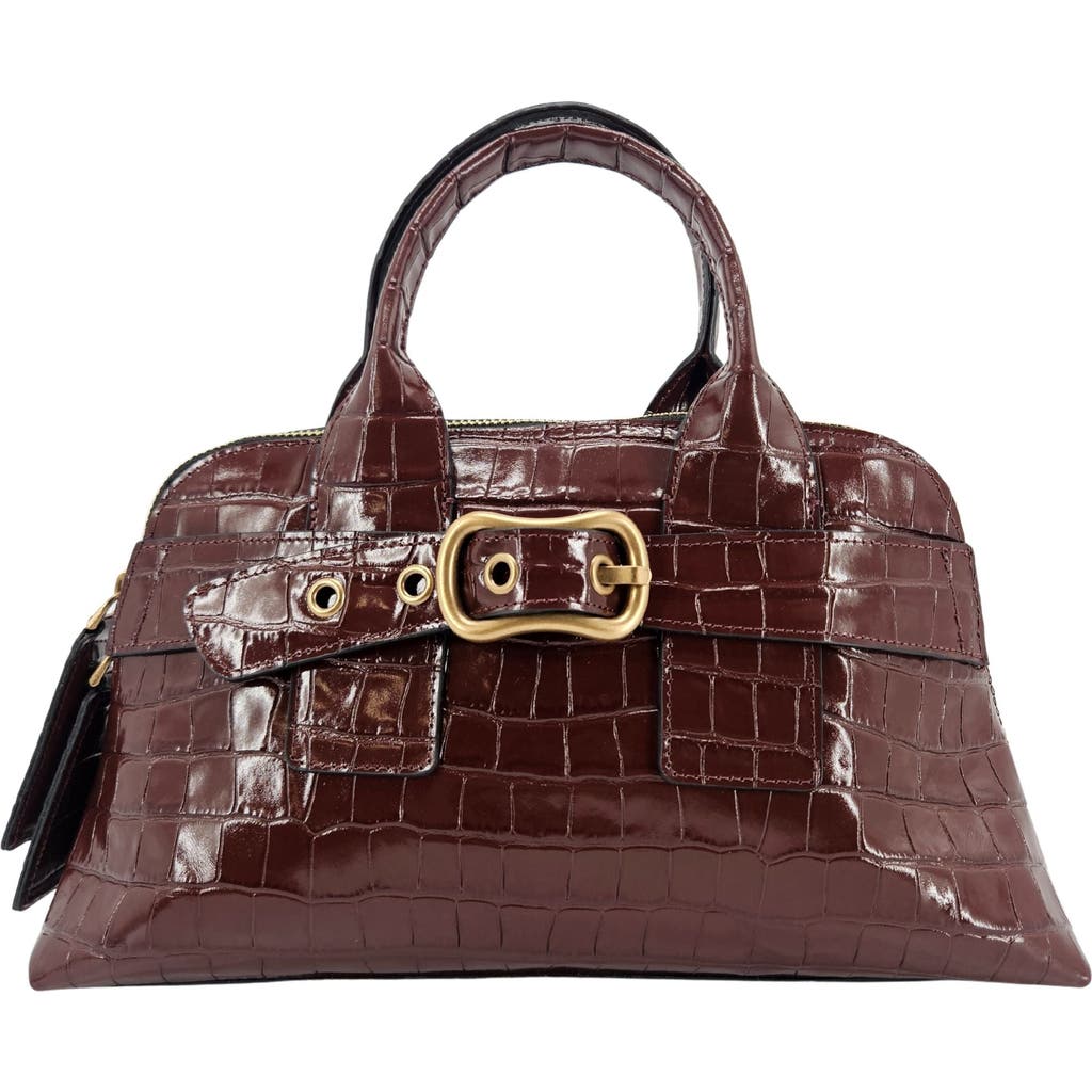 Madison Maison Moc Croc Leather Mini Tote Bag In Brown
