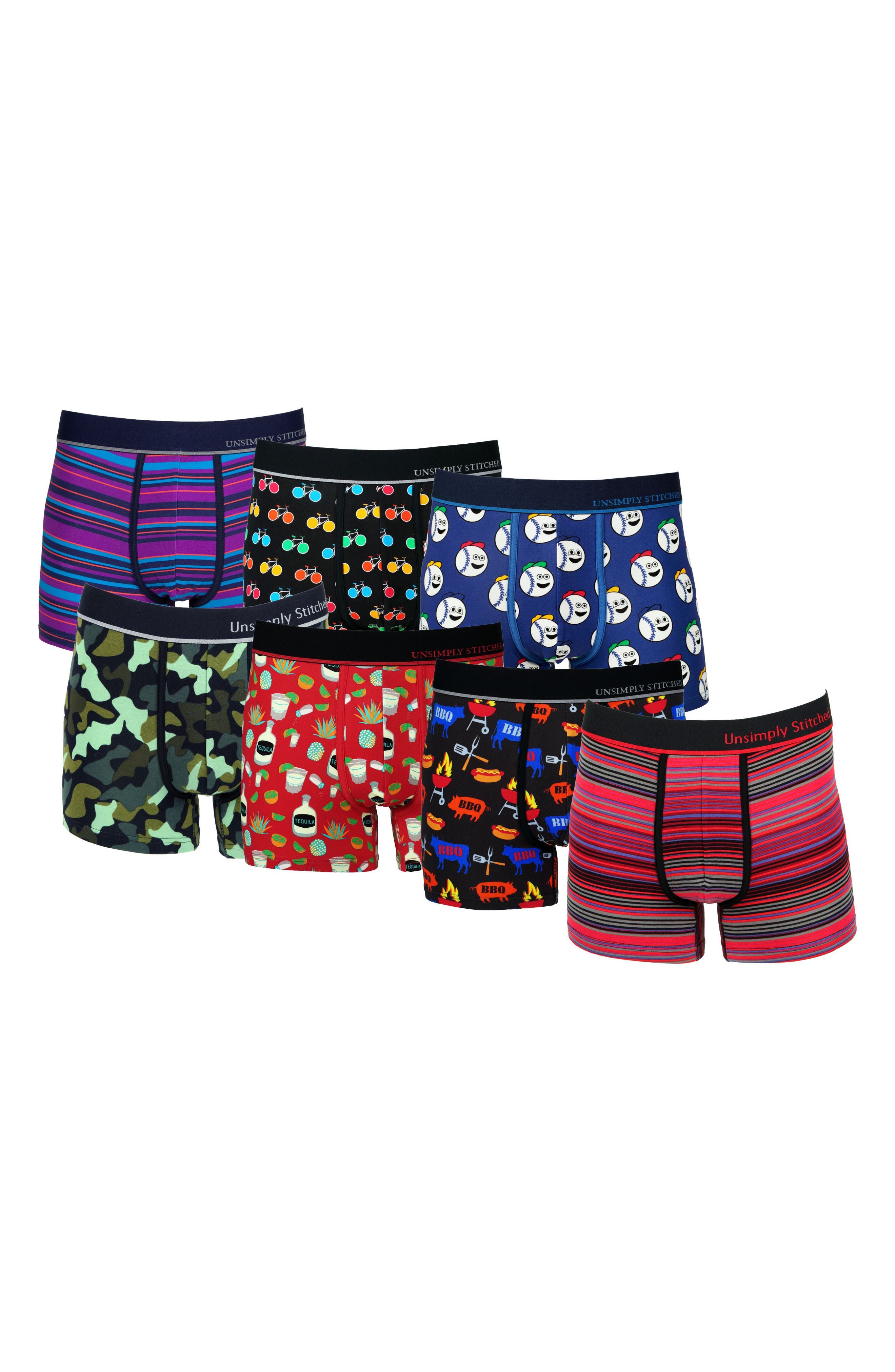 UNSIMPLY STITCHED 7-Pack Assorted Stretch Cotton Trunks