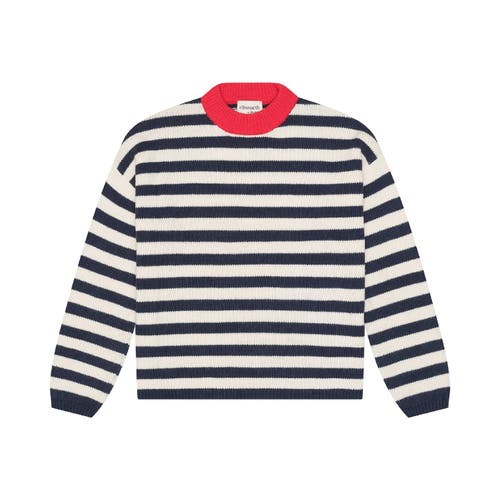 Ellsworth + Ivey Sadie Crewneck Sweater Stripes in Navy  product