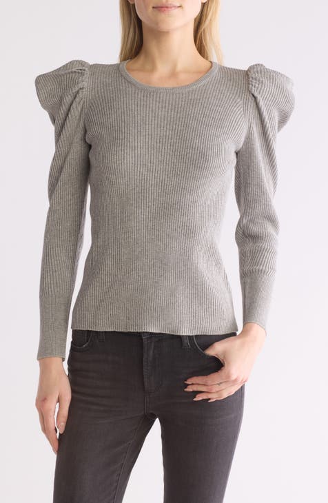 Puff Shoulder Ribbed Sweater