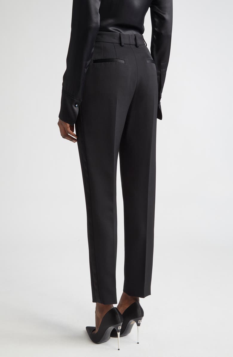 Dolce&Gabbana Tailored Wool & Silk Blend Tuxedo Pants, Alternate, color, N0000 Nero