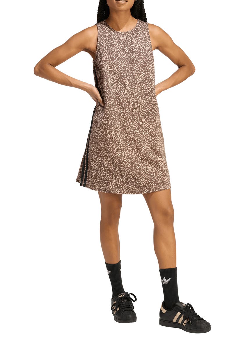 Animal Print Sleeveless Shift Dress, Alternate, color, EARTH STRATA/ STONE KHAKI