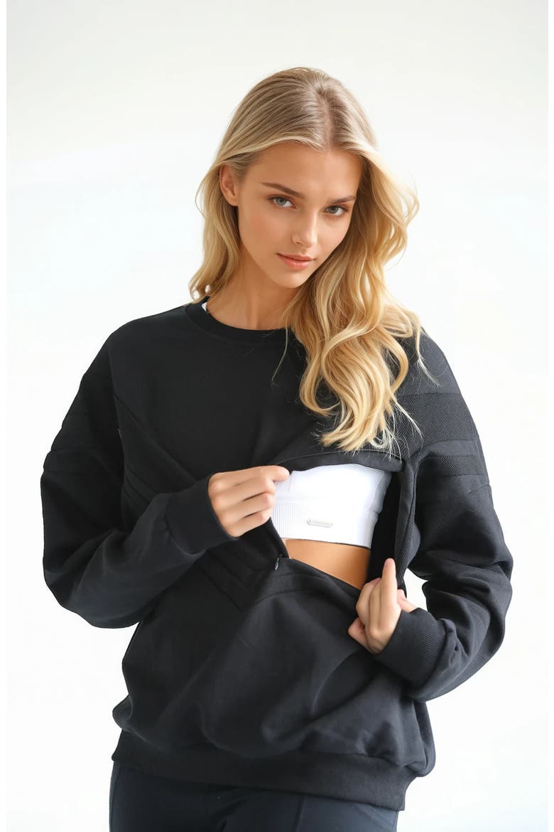 Isabella Organic Nursing and Pregnancy Sweatshirt, Alternate, color, Noir