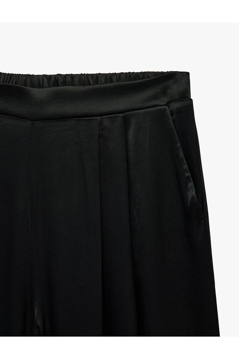 Wide Leg Satin Trousers with Elastic Waist, Alternate, color, BLACK