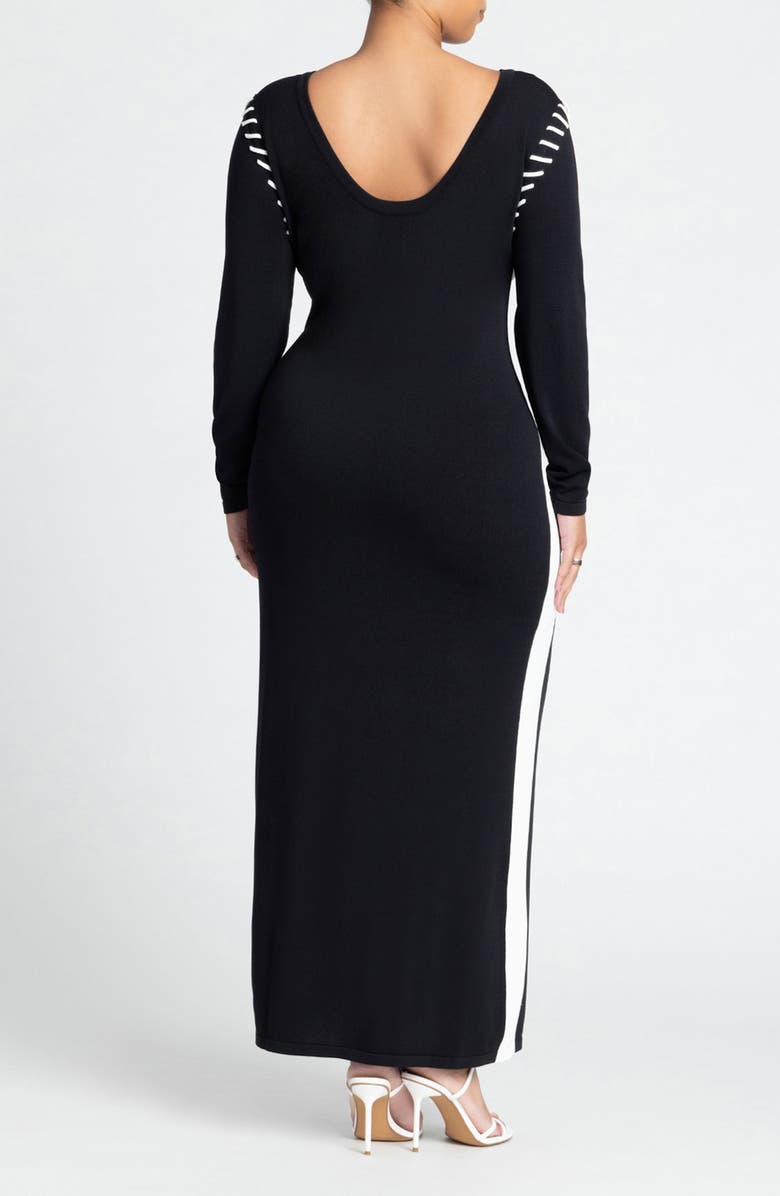 ELOQUII Stitch Detail Long Sleeve Sweater Dress, Alternate, color, 