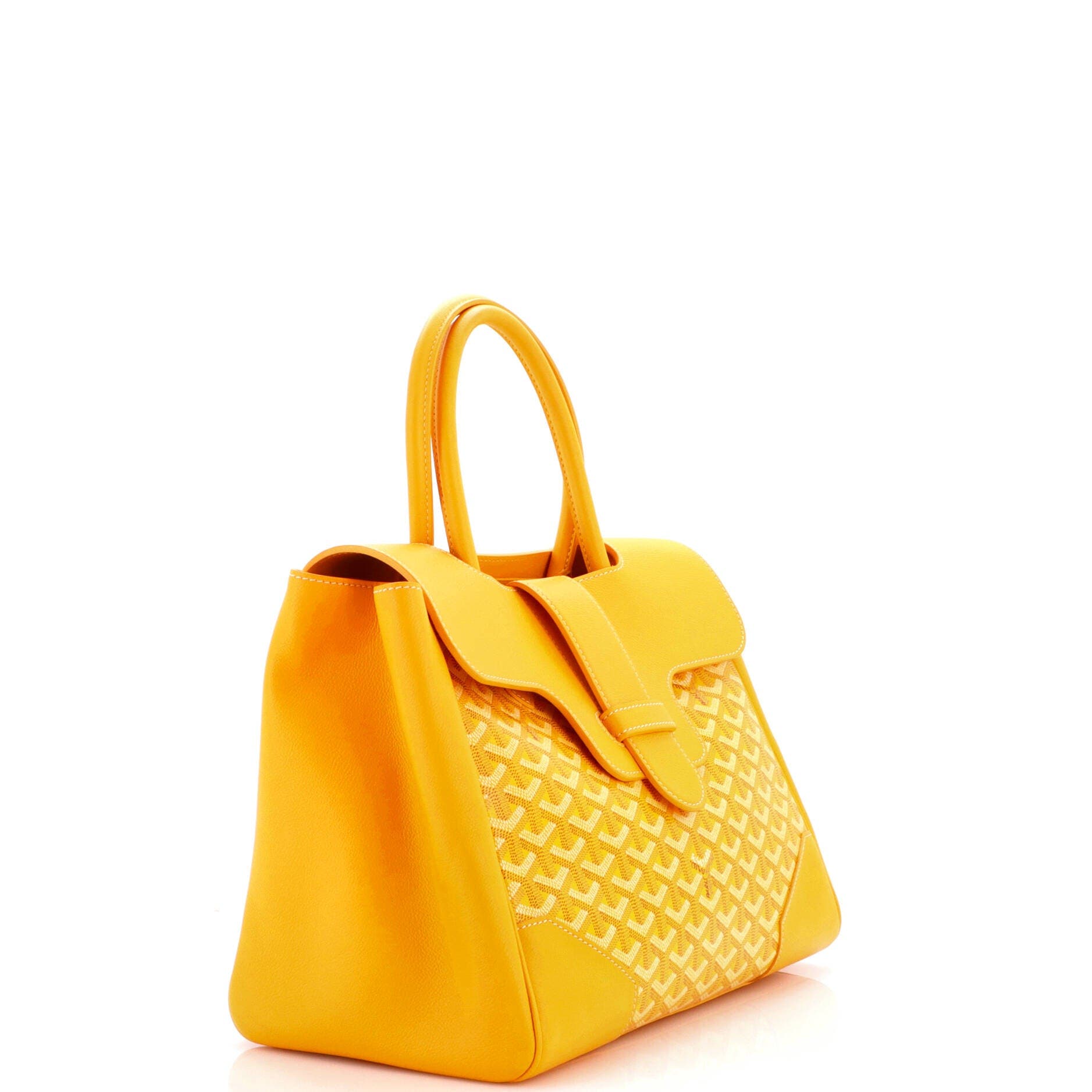 Saigon Tote Bag Coated Canvas with Leather, Alternate, color, Yellow