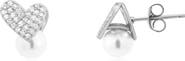 The Lovery Fine Jewelry Pearl Heart CZ Stud Earrings