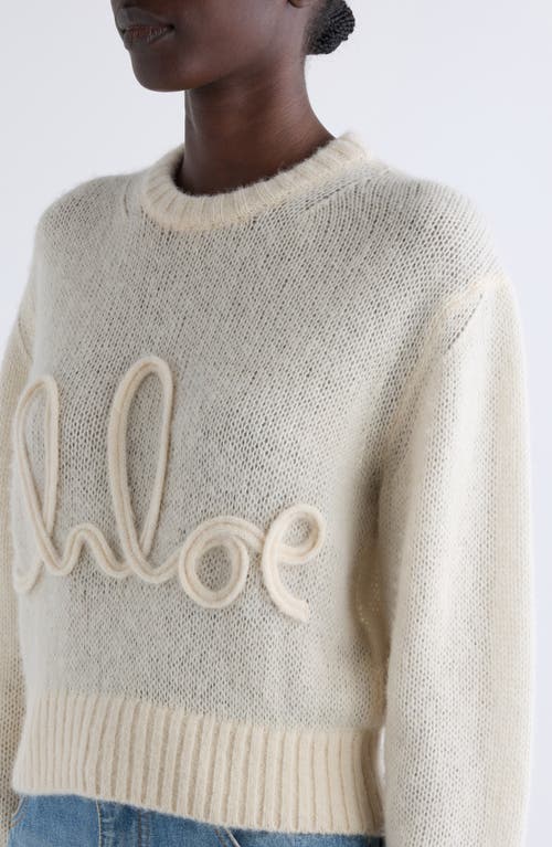 Chloé Embroidered Alpaca And Silk-blend Sweater In Iconic Milk