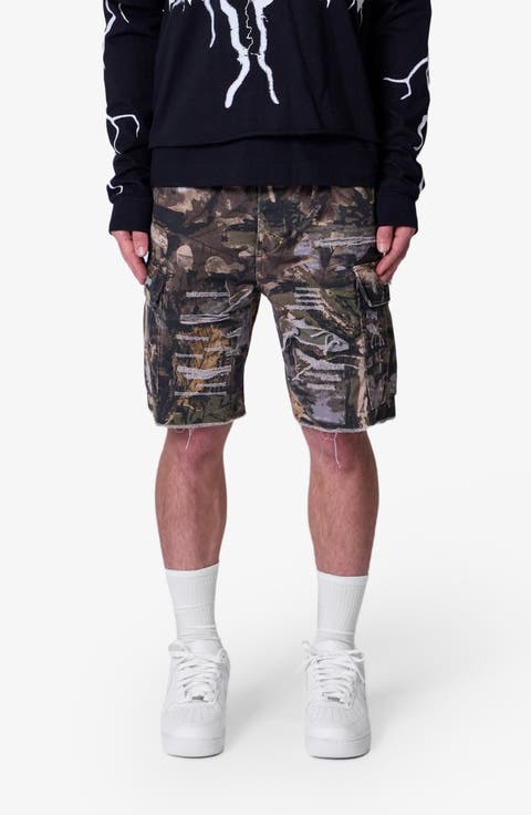 Baggy Distressed Cotton Cargo Shorts