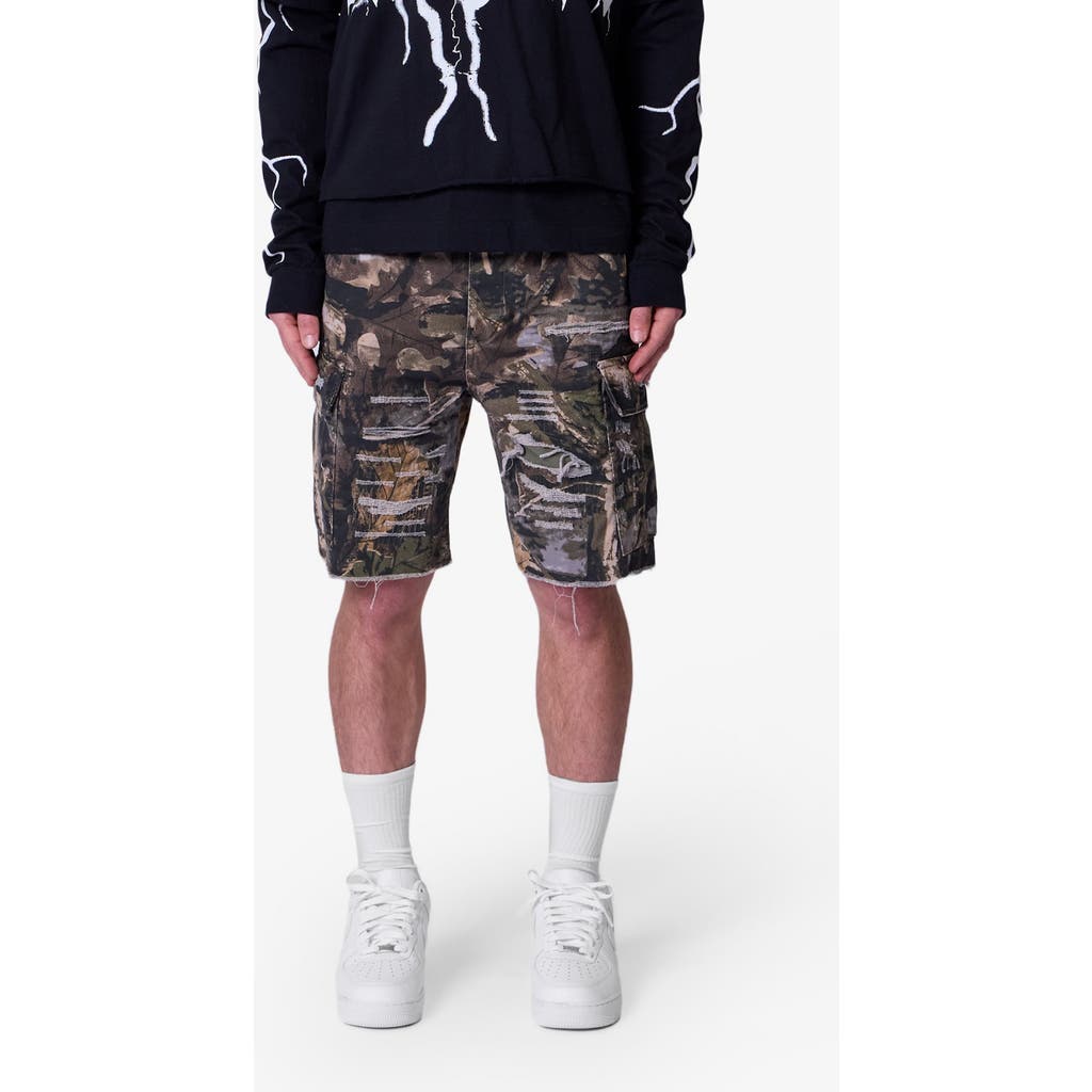 Mnml Baggy Distressed Cotton Cargo Shorts In Brown