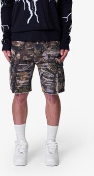 mnml Baggy Distressed Cotton Cargo Shorts