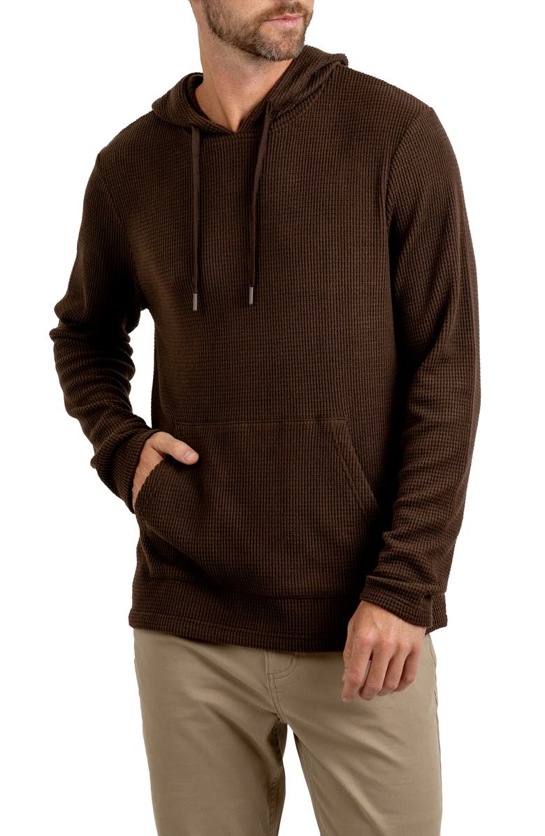 Rainforest Cabin Waffle Knit Hoodie, Alternate, color, Dark Brown