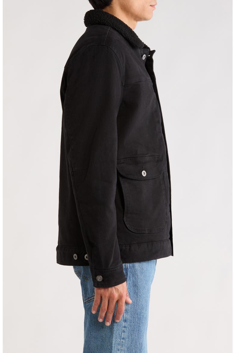 Fleece Lined Cotton Twill Ledger Jacket, Alternate, color, BLACK