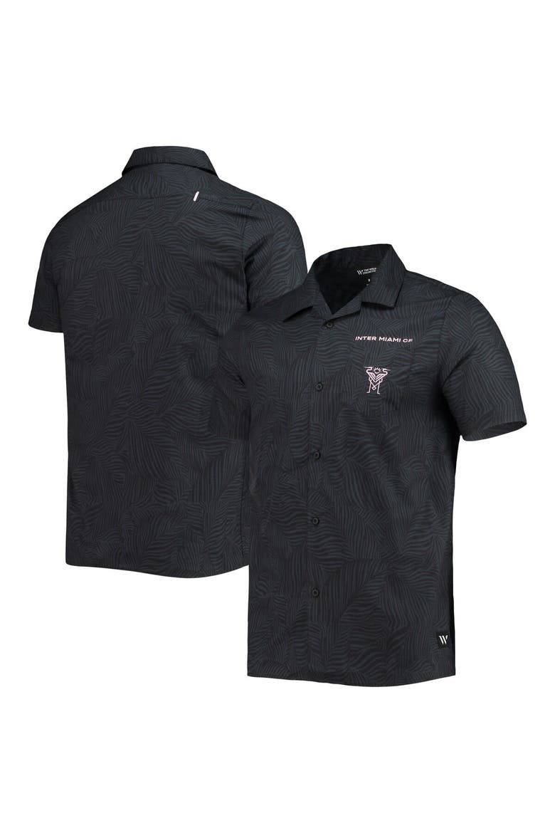 Men's The Wild Collective Black Inter Miami CF Abstract Palm Button-Up Shirts, Main, color, Black