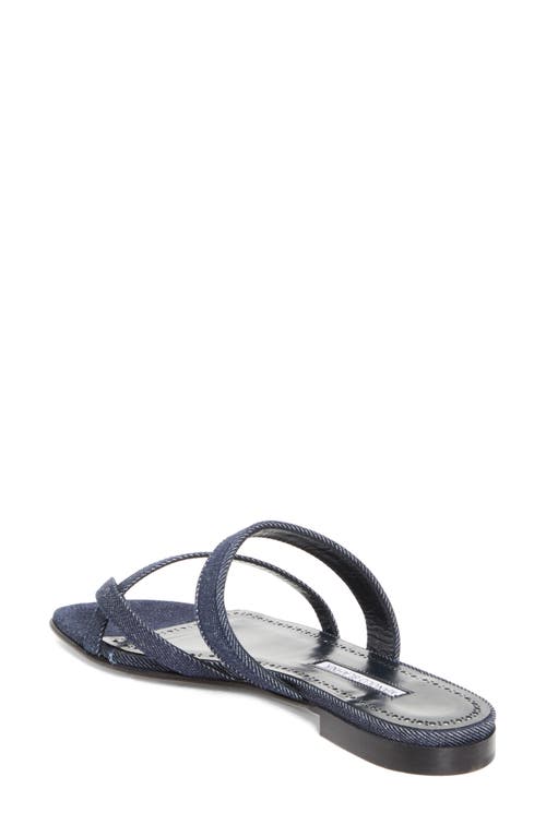Manolo Blahnik Susa Chambray Crisscross Flat Sandals In Purple