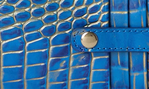 Brahmin Melbourne Croc Embossed Leather Card Wallet In Blue