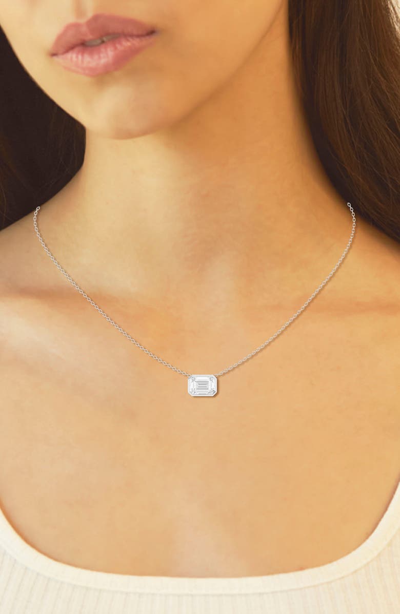 Badgley Mischka Collection 14K Gold Emerald Cut Lab-Created Diamond Pendant Necklace - 1.0ct, Alternate, color,