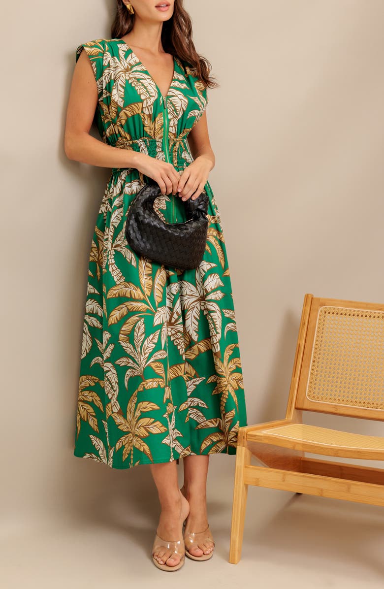 FLYING TOMATO V-Neck Midi Dress, Alternate, color, Green