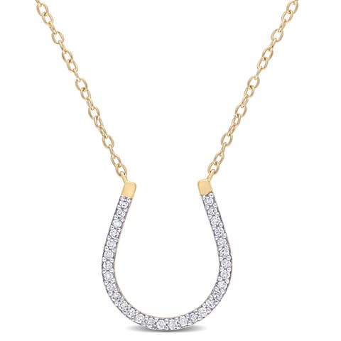 Diamond Horseshoe Necklace Sterling Silver