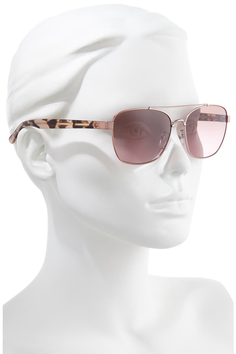 57mm Gradient Navigator Sunglasses, Alternate, color, ROSE GOLD/ VIOLET BROWN GRAD
