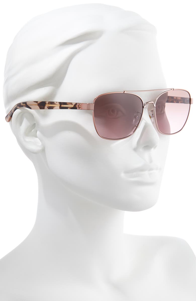 Tory Burch 57mm Gradient Navigator Sunglasses, Alternate, color,