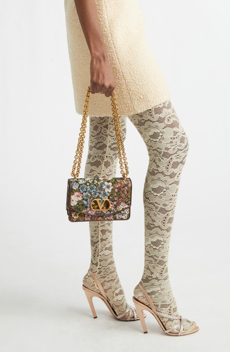 Valentino Garavani Small DeVain Floral Jacquard Shoulder Bag, Alternate, color, Multi Pink