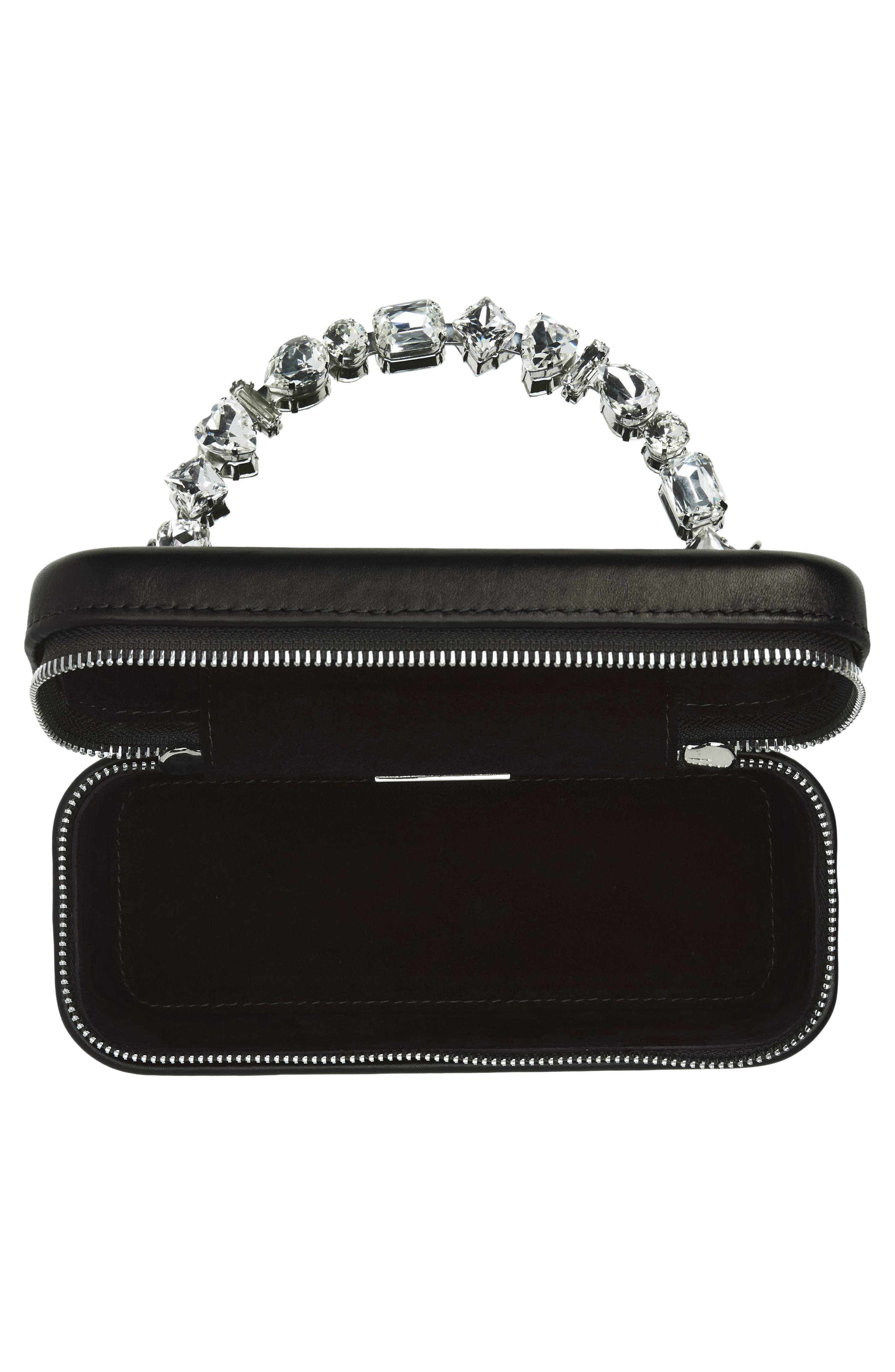 Taliya Leather Vanity Case Bag, Alternate, color, BLACK