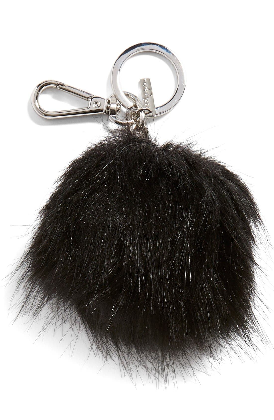 Faux Fur Pom Bag Charm, Main, color, BLACK