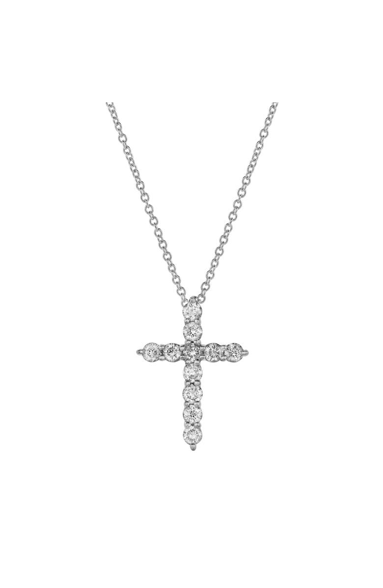 LuvMyJewelry Divine 10K Gold Cross Diamond Pendant - 0.25 Ctw, Main, color, 10K White Gold