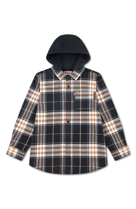 Kids' Hooded Plaid Flannel Shirt