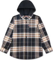 Levi's Kids' Hooded Plaid Flannel Shirt