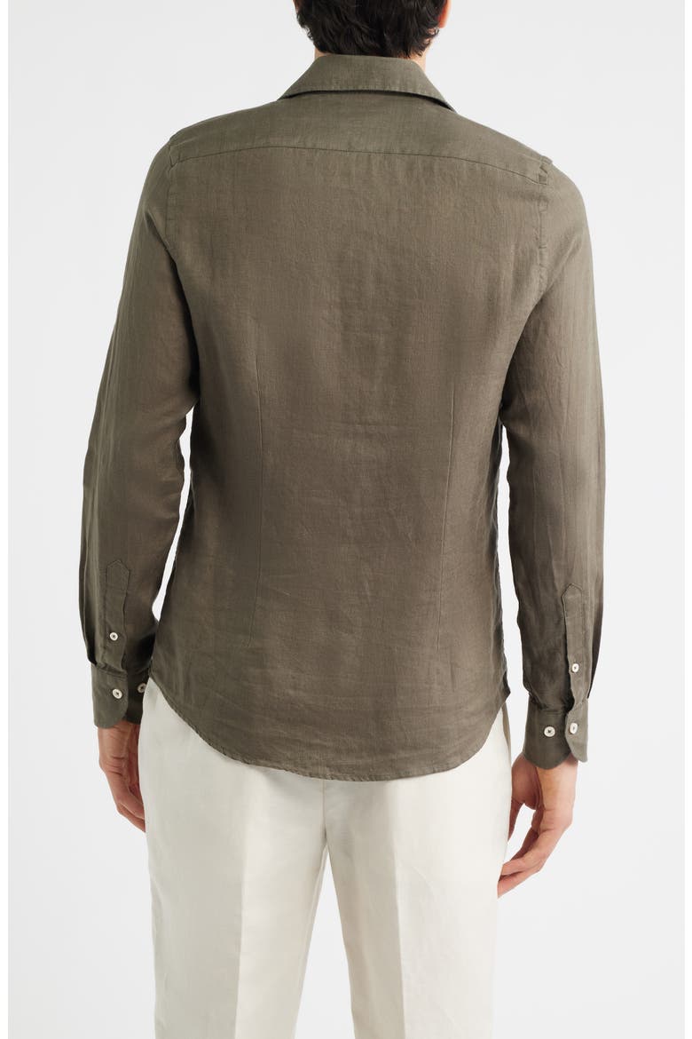 Seaside Linen Button-Up Shirt, Alternate, color, OLIVE