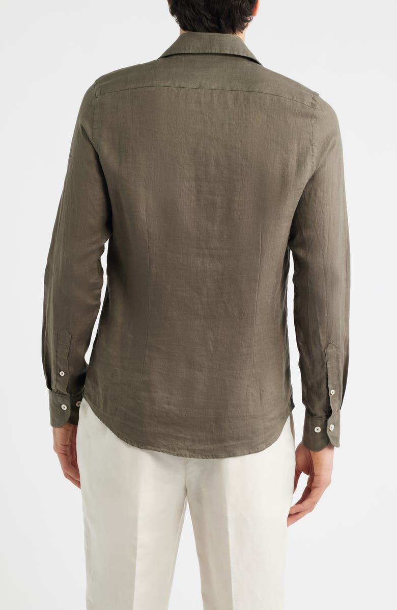 Aurélien Seaside Linen Button-Up Shirt, Alternate, color, Olive