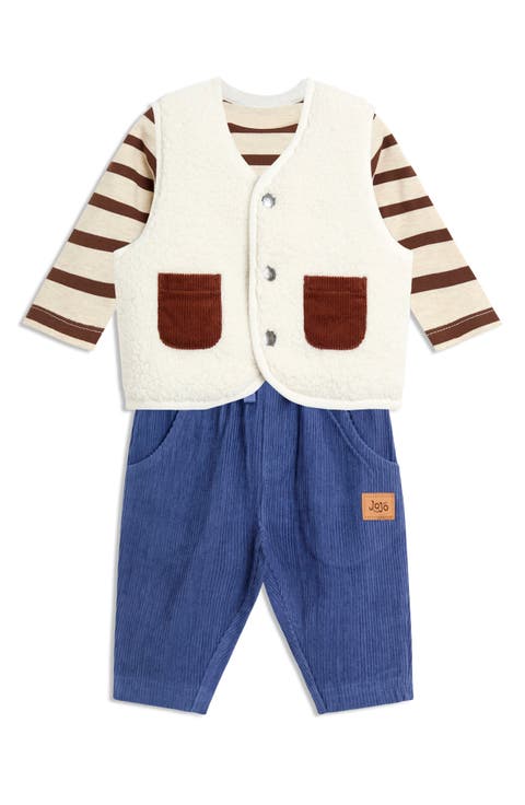 Long Sleeve T-Shirt, Reversible Teddy Vest & Pants Set (Baby)