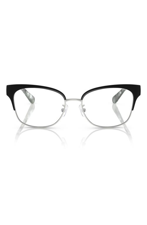 Tory Burch 52mm Cat Eye Optical Glasses In Black Silver