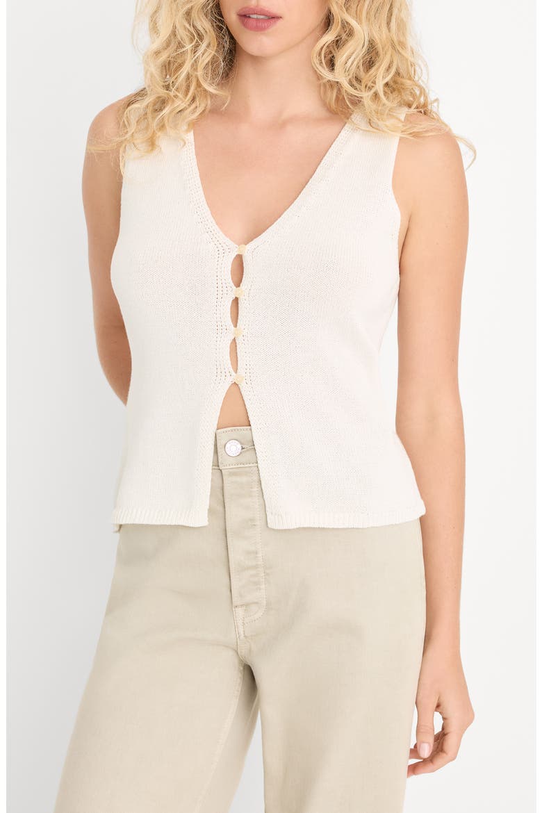 Knit Cotton Blend Button-Up Tank, Main, color, WHITE001