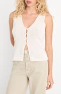 Good American Knit Cotton Blend Button-Up Tank