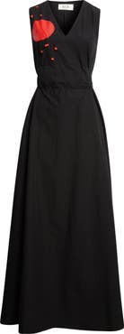 KÚR Anthurium Appliqué Sleeveless Cotton Dress