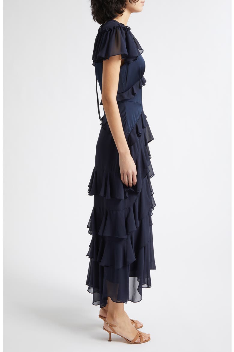 Tatum Ruffle Maxi Dress, Alternate, color, NAVY